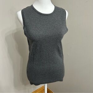 Gap Women's M Stretch Tank Gray Blouse Top Shirt Knit Crew Neck Fall A3